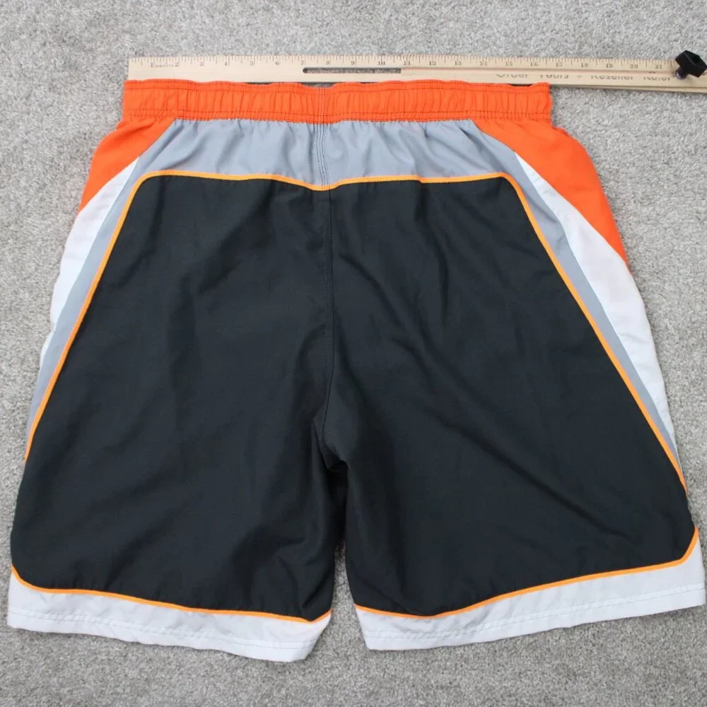 Nike Swim Trunks Men 2XL XXL Gray/Orange Lined Polyester Drawstring w/10